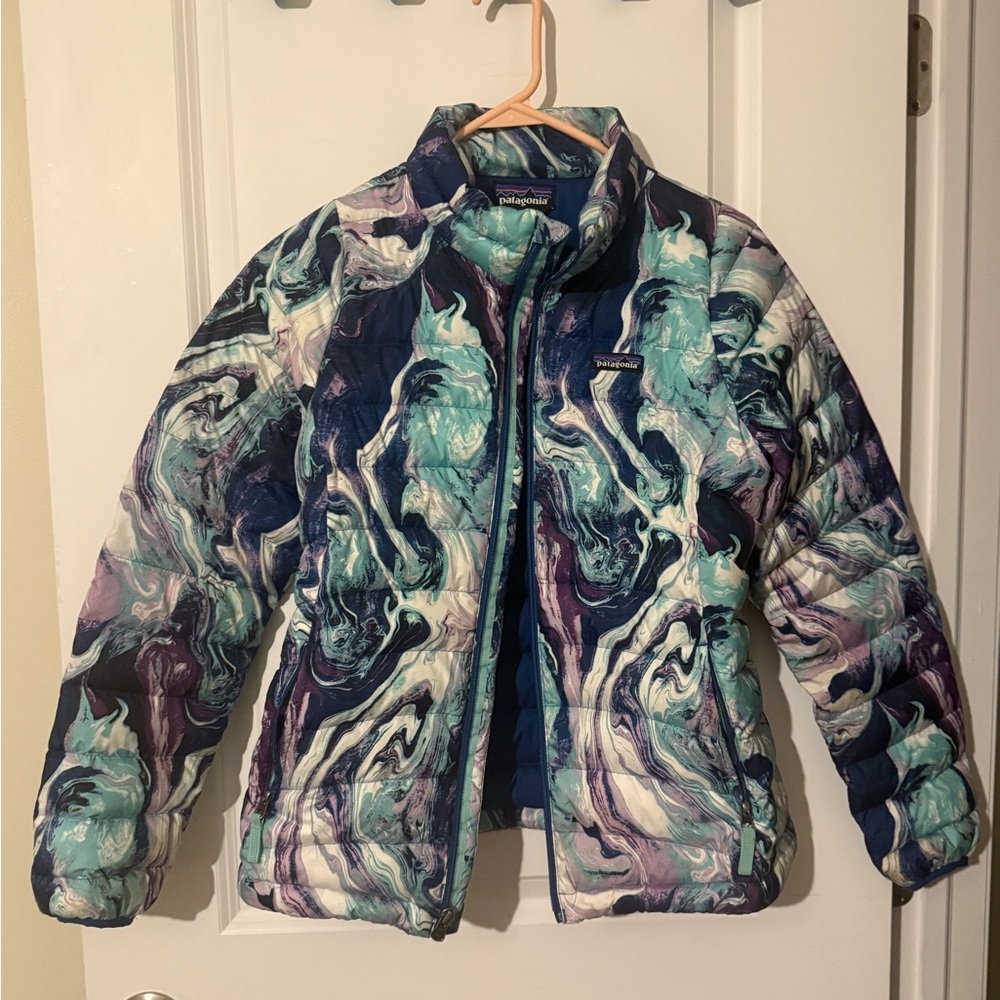 Patagonia Girls XLarge 14 Down Sweater Jacket Purple